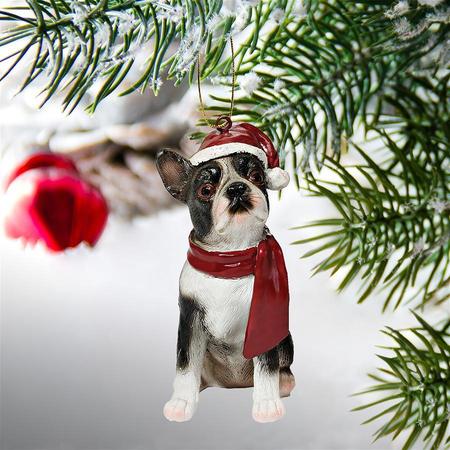 DESIGN TOSCANO Boston Terrier Holiday Dog Ornament Sculpture JH576302